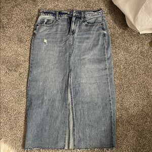 Denim Maxi Skirt with Front Slit